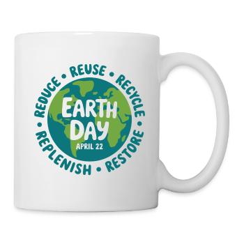 Earth Day Emblem: Reduzieren Sie Wiederverwendung und Recycling - Tasse - Weiß - Rechts