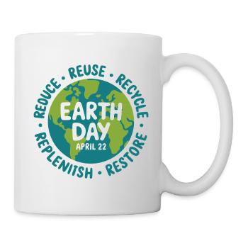 Earth Day Circle: Reduzieren Sie Wiederverwendung und Recycling - Tasse - Weiß - Rechts