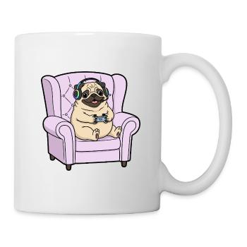 Gamer Mopshund spielt Videospielkunst - Tasse - Weiß - Rechts