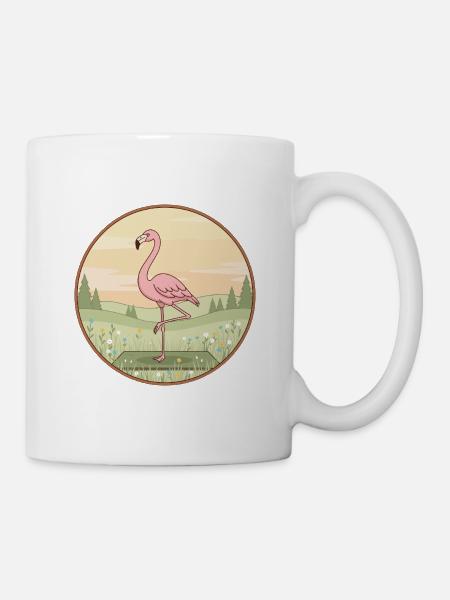 Yoga-Flamingo-Vogel macht Baumpose - Tasse - Weiß