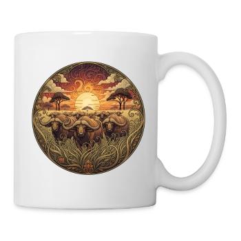 Art circulaire du coucher de soleil du gnou - Mug blanc - blanc - Droite