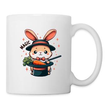 Magischer Hase im Zylinder mit Karotte - Tasse - Weiß - Rechts