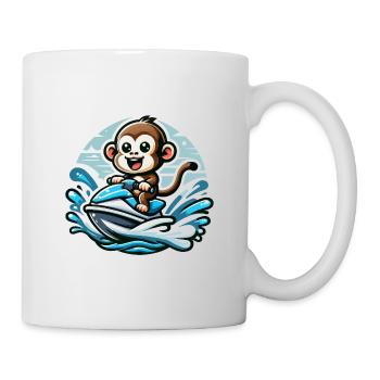 Affe auf Jetski Abenteuer - Tasse - Weiß - Rechts