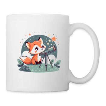 Fuchs am Teleskop unter Sternen - Tasse - Weiß - Rechts