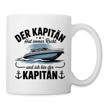Kapitän Boot Bootsführerschein - Tasse - Weiß - Rechts