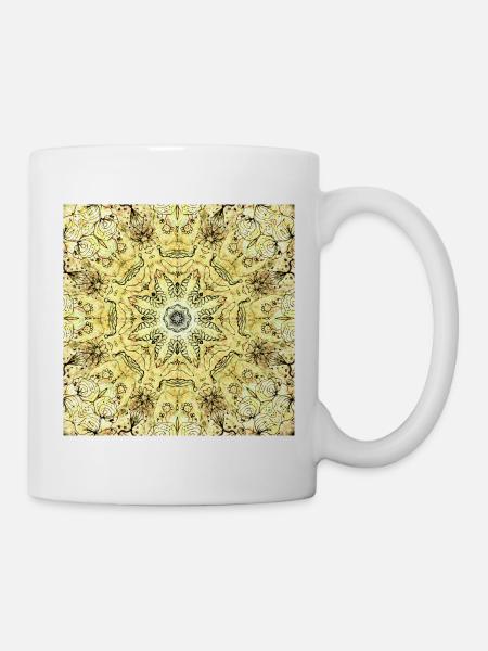 Mandala jaune-vert kaléidoscopique - Mug blanc - blanc