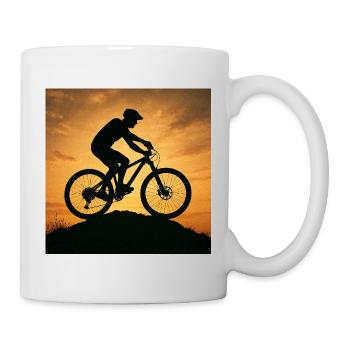 Sonnenuntergang Mountainbike Silhouette - Tasse - Weiß - Rechts