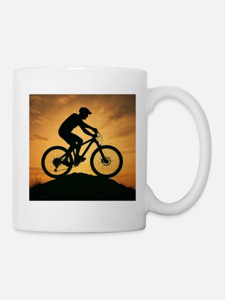 Sunset Mountain Bike Silhouette - Mug - white