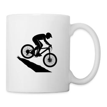 Downhill Sprung Biker Silhouette - Tasse - Weiß - Rechts
