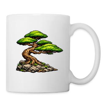 Bonsai Baum Illustration – Zen Design für Naturlie - Tasse - Weiß - Rechts