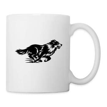 Silhouette du Border Collie en course - Mug blanc - blanc - Droite