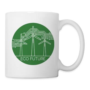 Eco Future Wind Turbine Circuit Line Art - Mug - white - Right