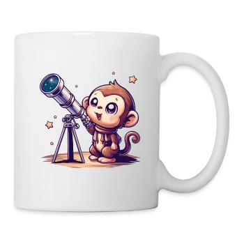 Singe du ciel étoilé avec télescope - Mug blanc - blanc - Droite