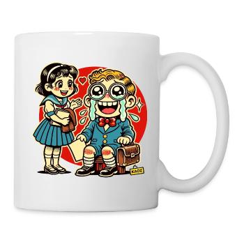 Écoliers rétro avec un passé cardiaque - Mug blanc - blanc - Droite