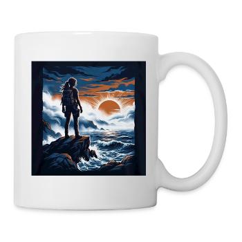Sunset on the cliff edge - Mug - white - Right