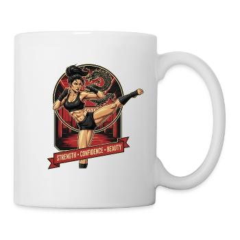 Martial Arts Heroine with Dragon - Mug - white - Right