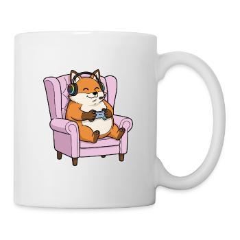 Gamer Fox Animal Playing Video Games Art - Mug - white - Right