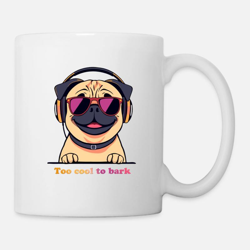 Mops-DJ: Zu cool zum Bellen - Tasse - Weiß