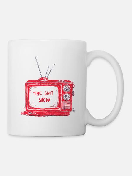 Roter Retro-TV Showdesign - Tasse - Weiß