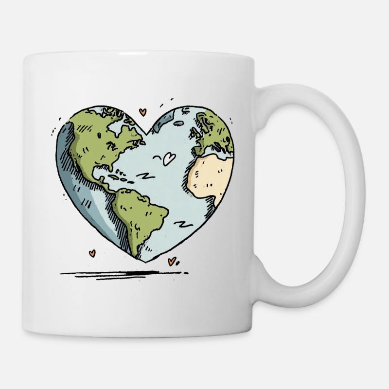 Herz der Erde Globus - Tasse - Weiß