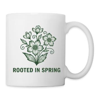 Rooted in Spring Organic Linocut Flower Print - Mug - white - Right