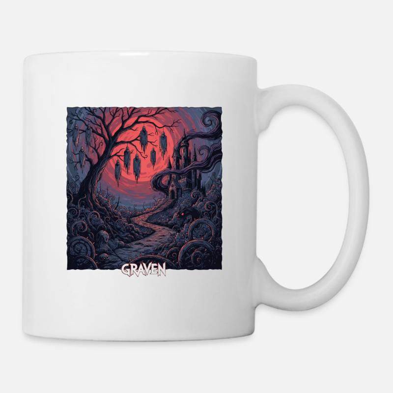  Graven Mondnacht im Gräberwald - Tasse - Weiß