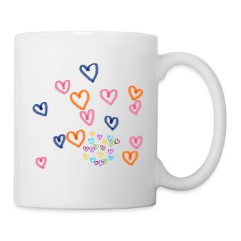 Bunte Herzenreihe Muster - Tasse - Weiß - Rechts