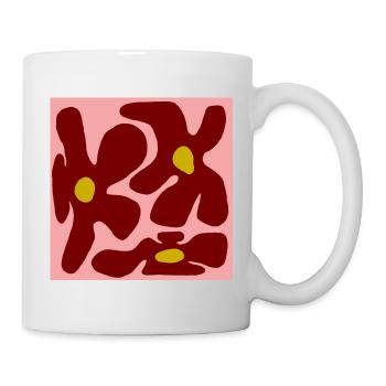 Rote Blumen Organisches Design -V2 - Tasse - Weiß - Rechts