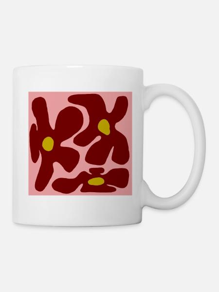 Red Flowers Organic Design -V2 - Mug - white