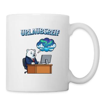 Urlaubsreif Eisbär am Schreibtisch - Tasse - Weiß - Rechts