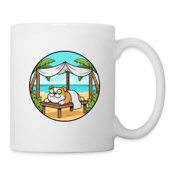 Beach Spa Bulldog Dog Relaxing Art - Mug - white - Right