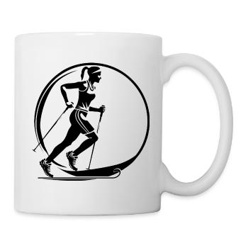 Nordic Walking Woman Silhouette - Mug - white - Right