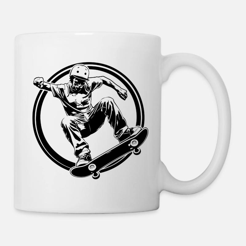 Silhouette de skateboard Man Skateboard - Mug blanc - blanc