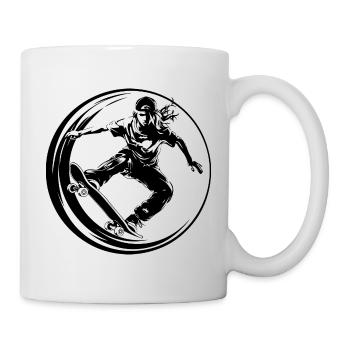 Silhouette de skateboard femme en skateboard - Mug blanc - blanc - Droite