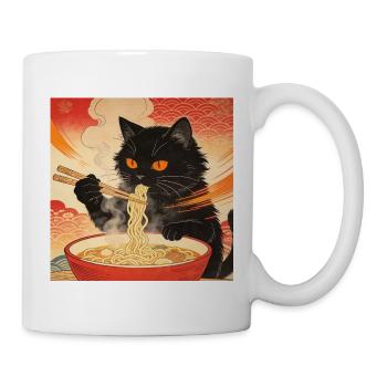 Cute Cat Ramen Noodles Japan Wave Gift - Mug - white - Right