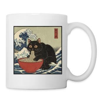 Japan Cat Ramen Noodles Retro Wave Pattern - Mug - white - Right