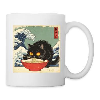 Japan Cat Ramen Noodles Retro Wave Pattern - Mug - white - Right
