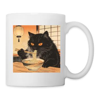 Cute Cat Ramen Noodles Japan Wave Gift Retra - Mug - white - Right