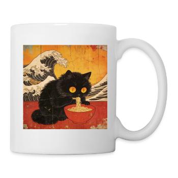 Japan Cat Ramen Noodles Retro Wave Pattern - Mug - white - Right