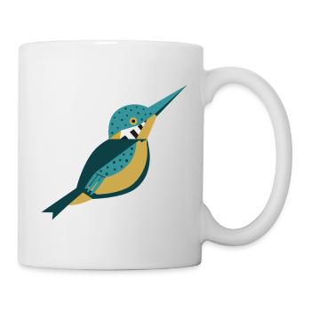Geometrischer Eisvogel mit Punkten L-Blau - Tasse - Weiß - Rechts