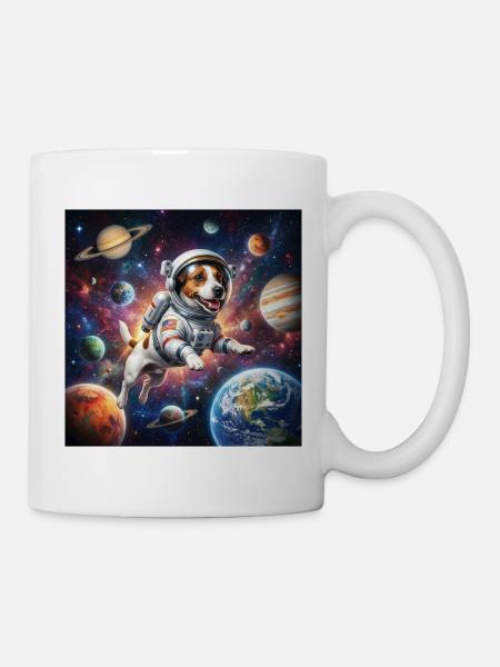 Weltraumhund im Astronautanzug - Tasse - Weiß