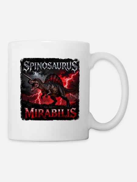 Spinosaurus Mirabilis – Dino with Thunder and Lightning - Mug - white
