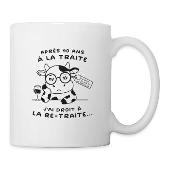 Retraite Humour : Vache Drôle (texte noir) - Mug blanc - blanc - Droite