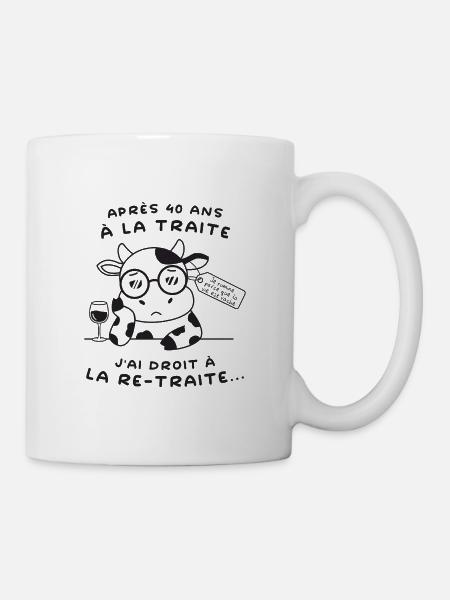 Retraite Humour : Vache Drôle (texte noir) - Mug blanc - blanc