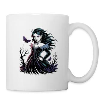 Dunkle Blüten Gothic Dame - Tasse - Weiß - Rechts