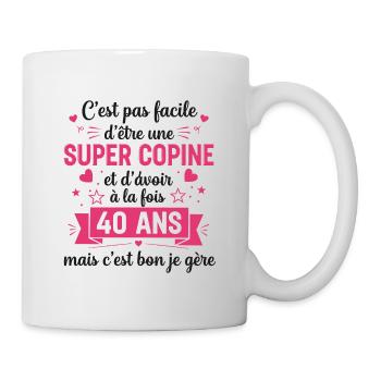 40 Jahre Geschenkidee Humor Geburtstags-Freundin - Tasse - Weiß - Rechts