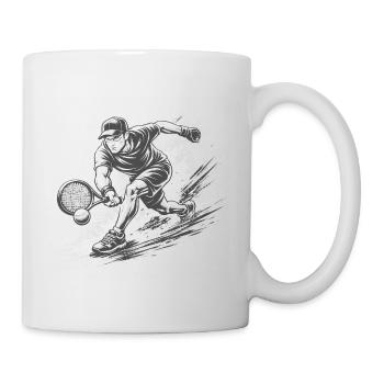 Dynamic tennis player in black and white - Mug - white - Right