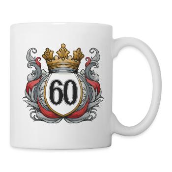 60 Zahl Wappen - Tasse - Weiß - Rechts