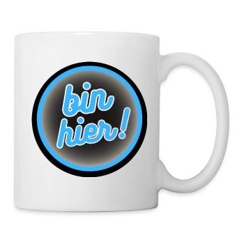 Bin Hier! Neon Kreis Badge - Tasse - Weiß - Rechts