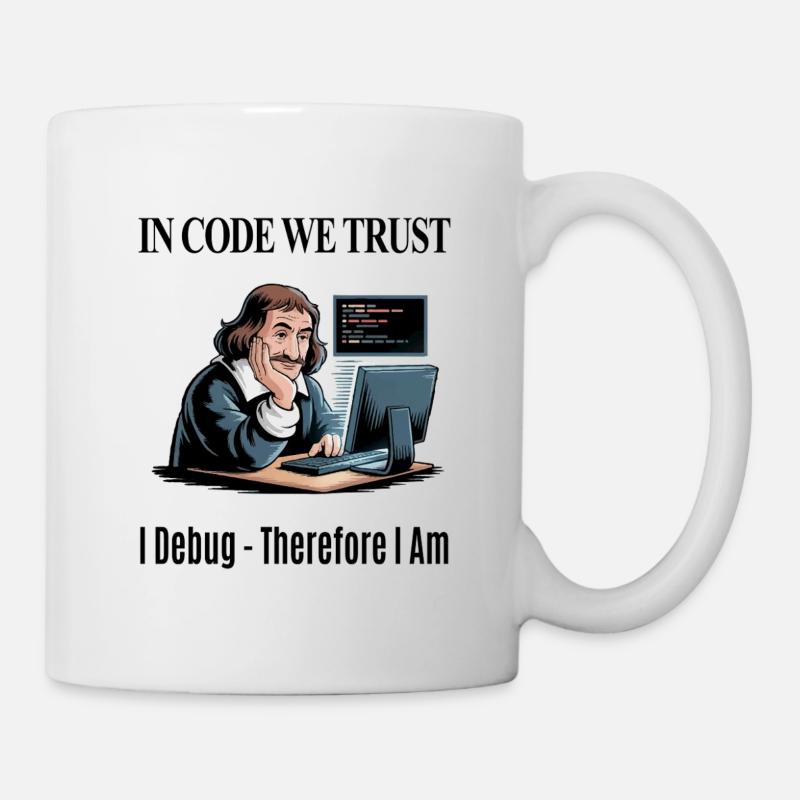 Descartes au clavier - pour fond blanc - Mug blanc - blanc